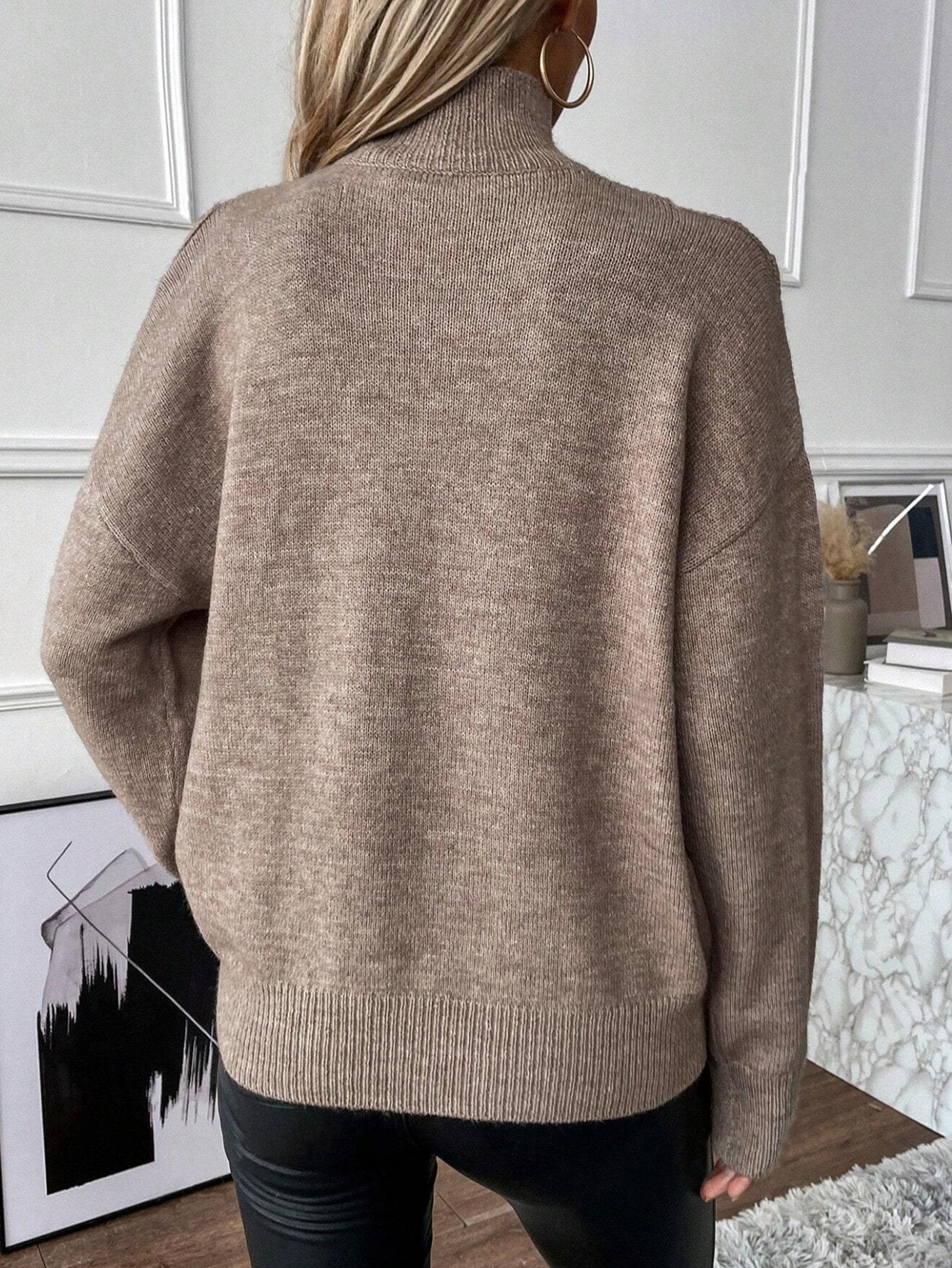 💥2025 HOT SALE💥Women's Plain Cut Out High Neck Sweater